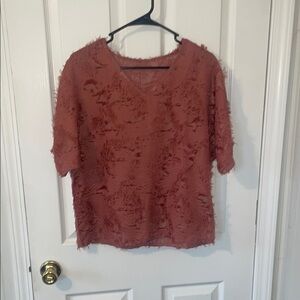 SHEIN Pink Ruffled Sleeve Blouse